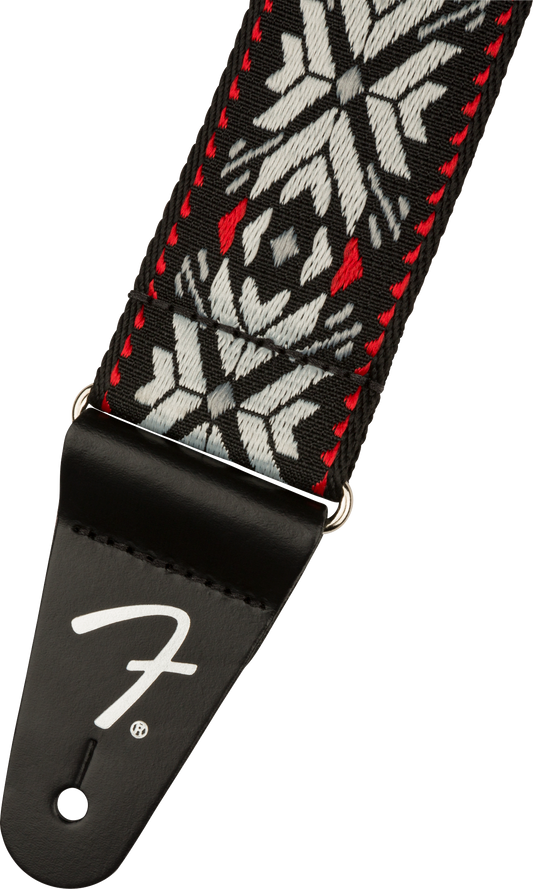 Fender Pasadena Woven Strap, Red Snowflake, 2"