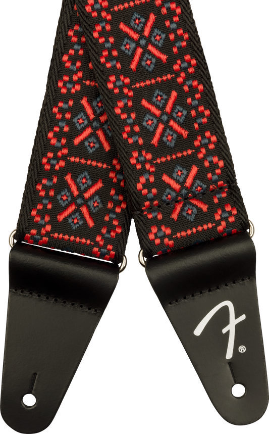 Fender Pasadena Woven Strap, Lattice Red, 2"