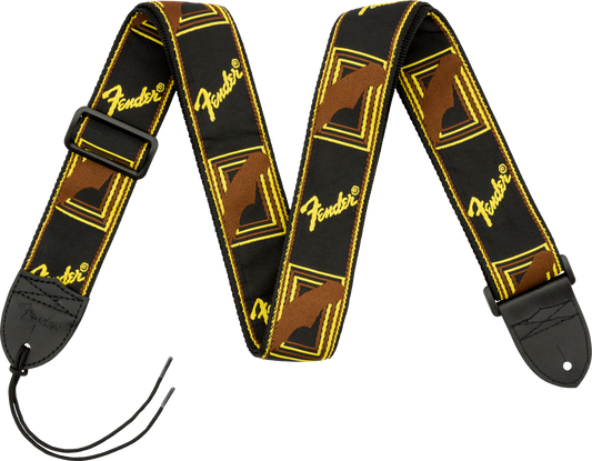 Fender Monogrammed Strap Black/Yellow/Brown 2"
