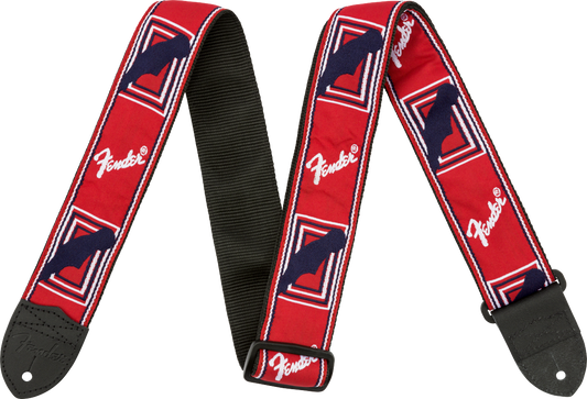 Fender Monogrammed Strap, Red/White/Blue, 2"