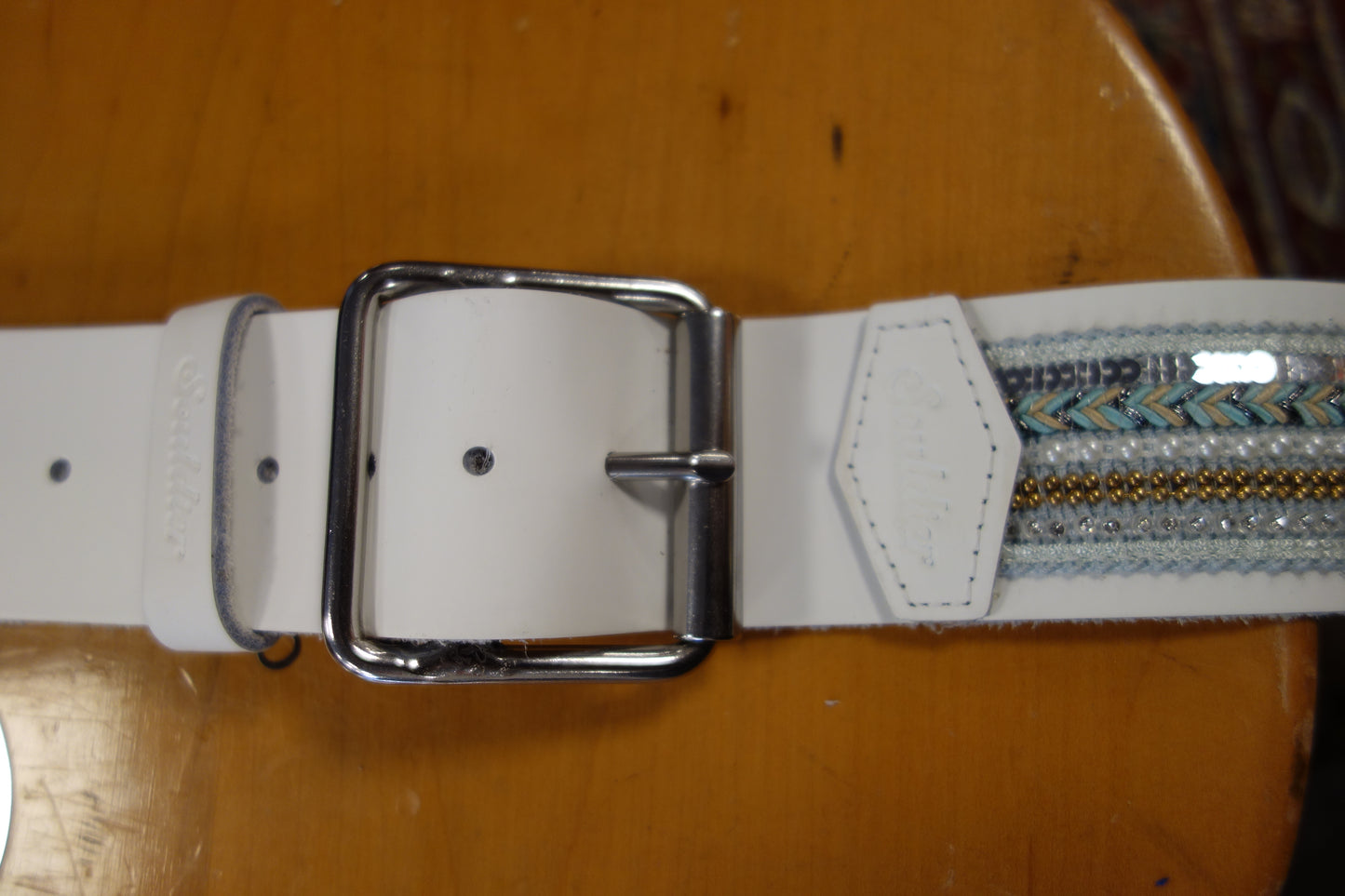 Souldier Jolene 2" Leather Strap with Buckle Sequins White