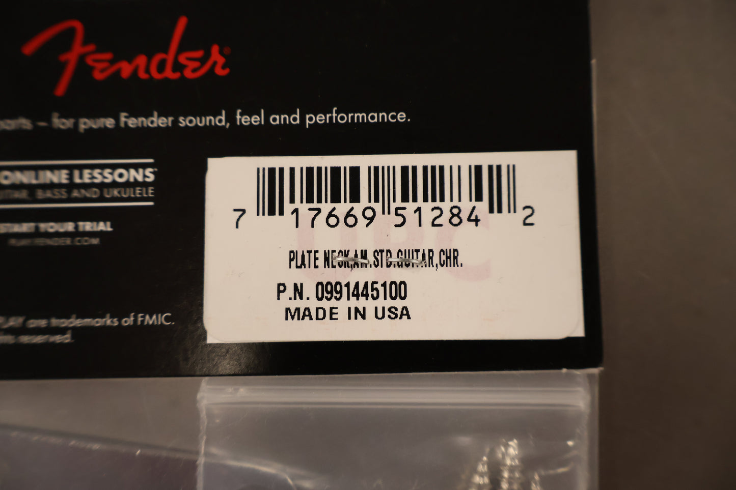 Fender 4-Bolt American Series Guitar Neck Plate with "Fender Corona" Stamp (Chrome)