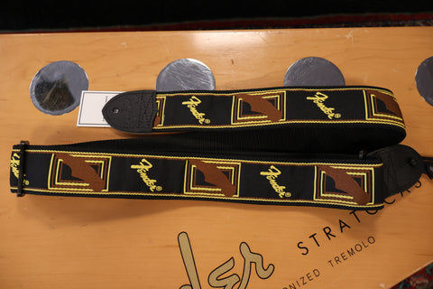 Fender Monogrammed Strap Black/Yellow/Brown 2"