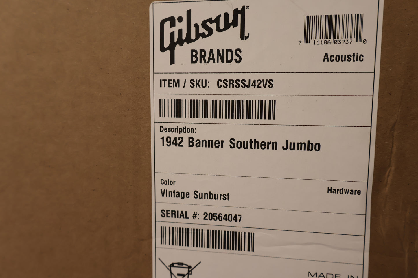 Gibson Custom 1942 Banner Southern Jumbo