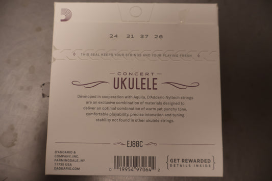 D'addario EJ88C Concert Ukulele Nyltech
