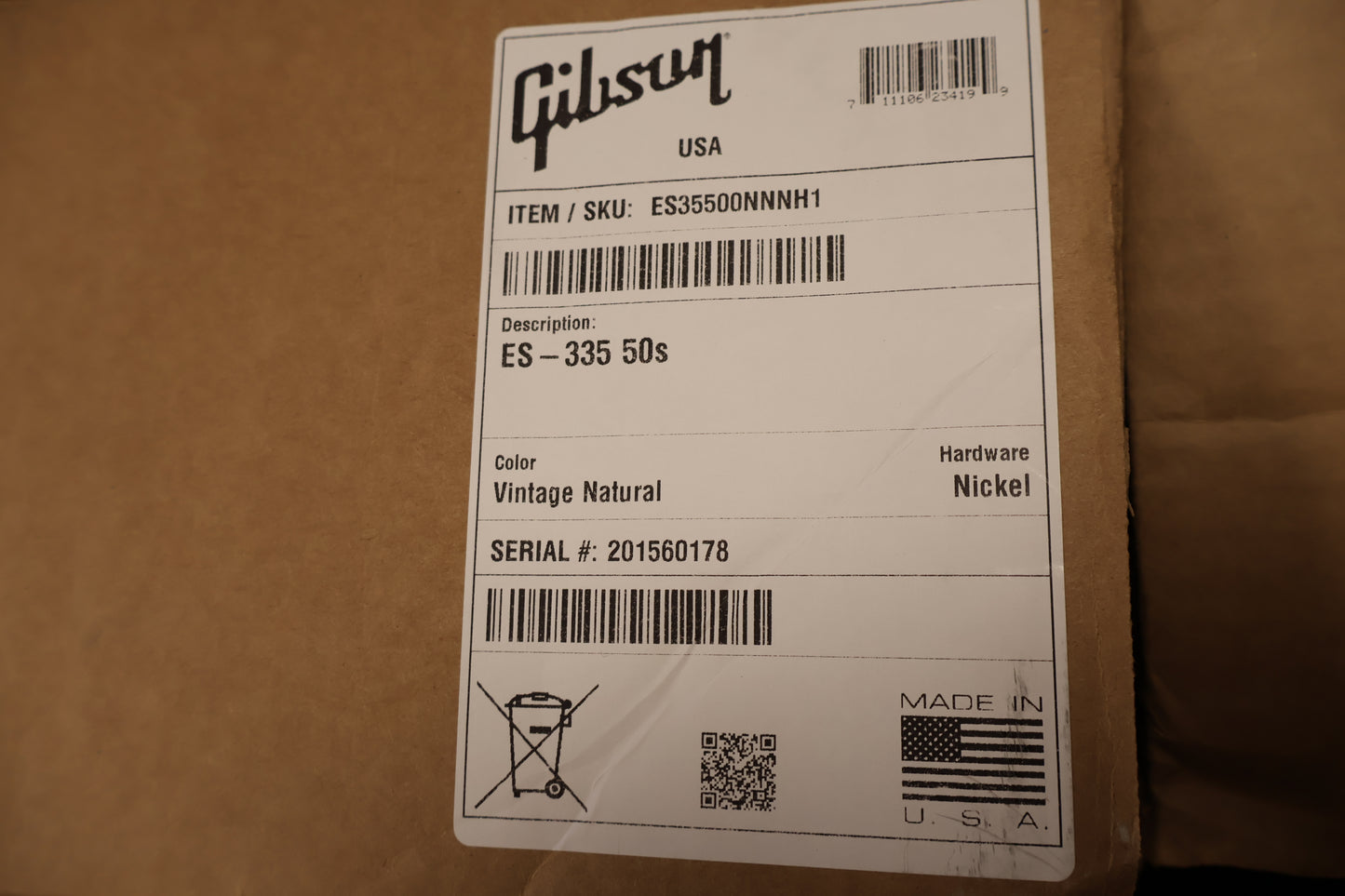 Gibson ES-335 Vintage Natural 50s