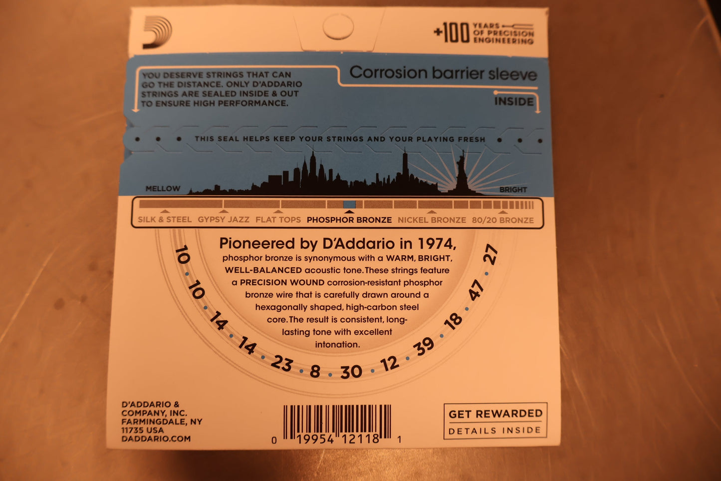 D'addario EJ38 Phosphor Bronze 12 String Light Gauge