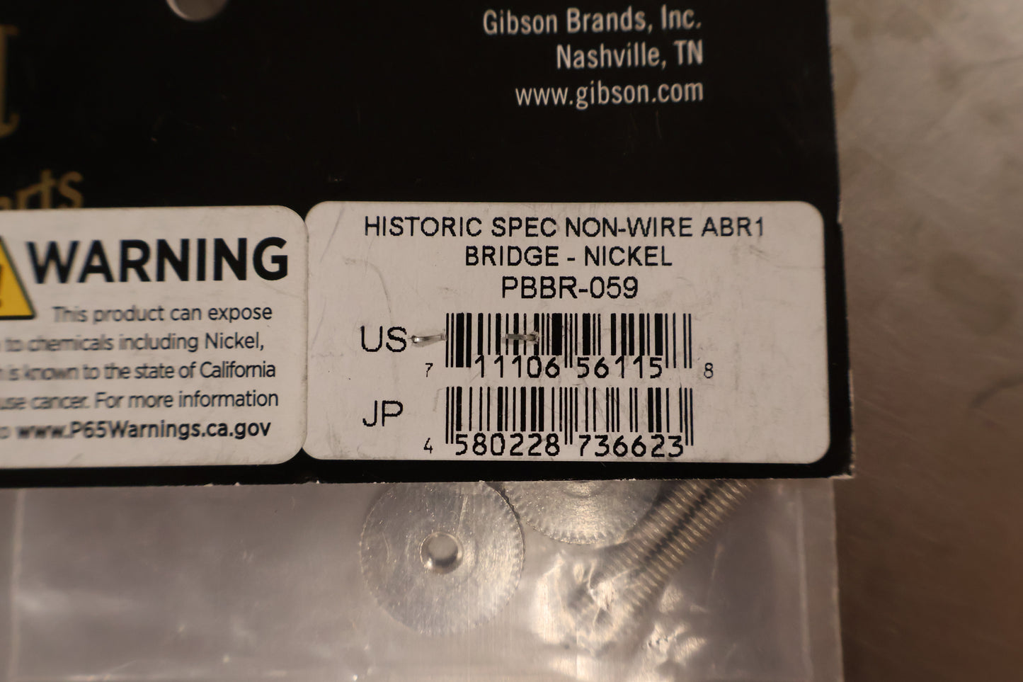 Gibson PBBR-059 Historic Spec Non-wire ABR-1 Bridge (Nickel)