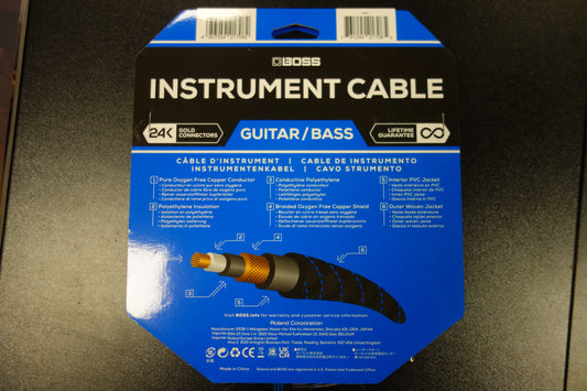 Boss BIC-10A 10FT / 3 m Instrument Cable Angle/Straight Jack