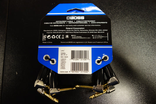 Boss BIC-PC-3 pack PC 6" / 15cm Instrument Cable, Angle/Angle 1/4 Jack