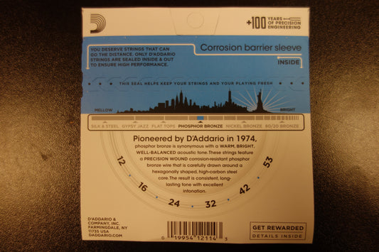 D'addario EJ-16 Phosphor Bronze 12-53 Light Gauge