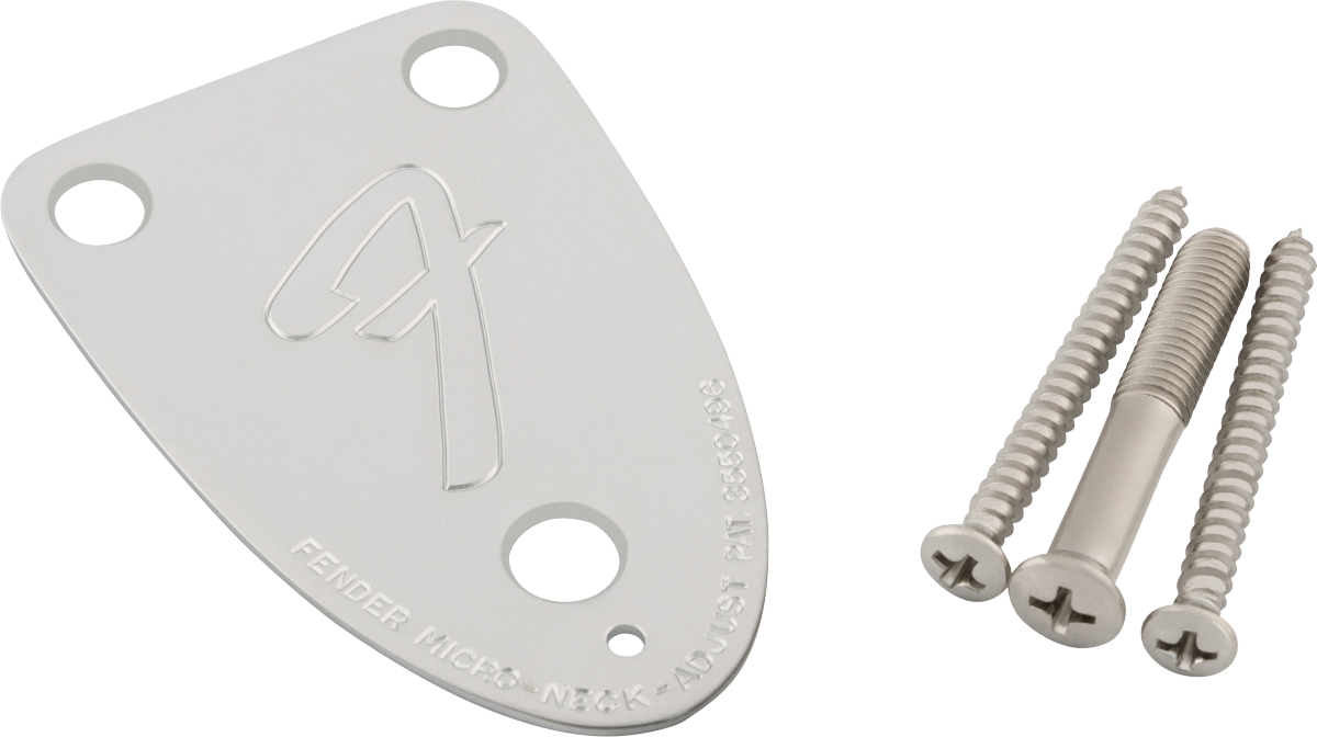 Fender '70s Vintage-Style 3-Bolt "F" Stamped Guitar Neck Plate, Chrome