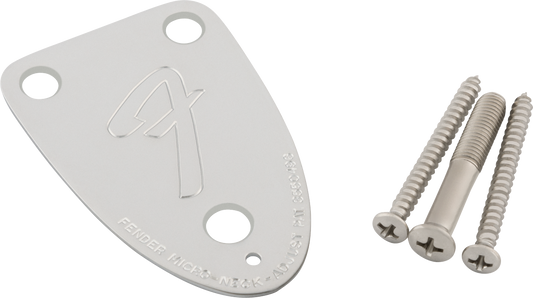 Fender '70s Vintage-Style 3-Bolt "F" Stamped Guitar Neck Plate, Chrome