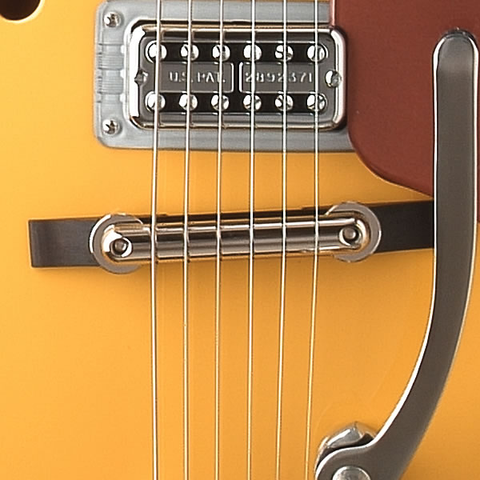 Gretsch Pickguard, Bridge Assembly, "Rocking" Bar, Chrome with Ebony base