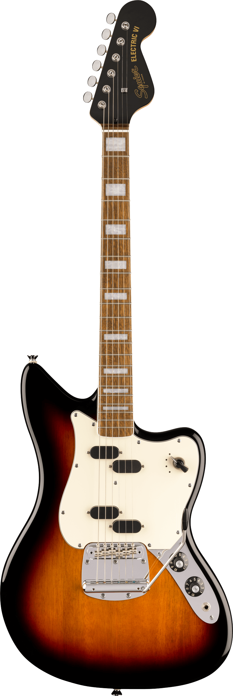Squier Paranormal Electric VI Parchment Pickguard 3-Color Sunburst