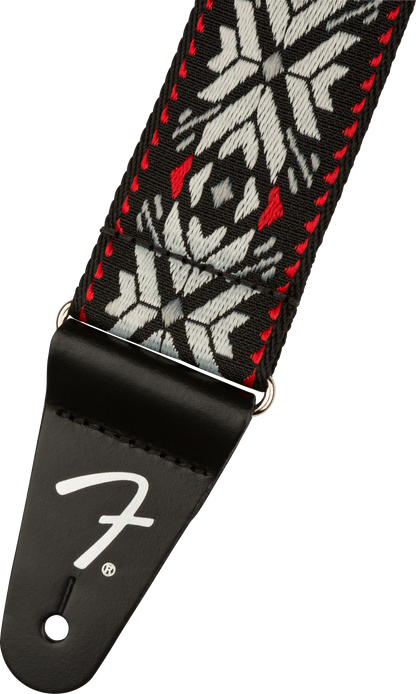 Fender Pasadena Woven Strap, Red Snowflake, 2"