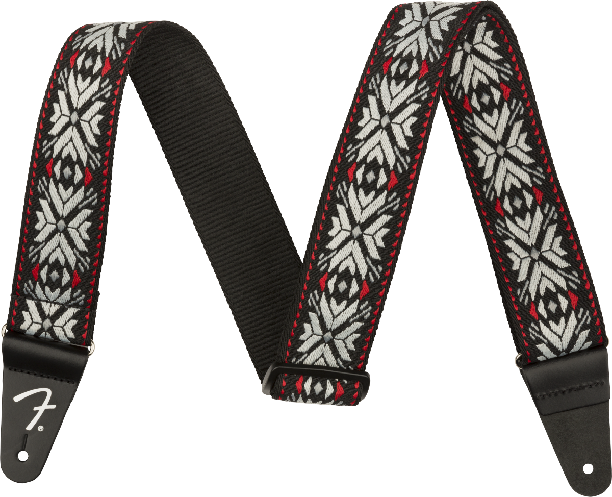 Fender Pasadena Woven Strap, Red Snowflake, 2"