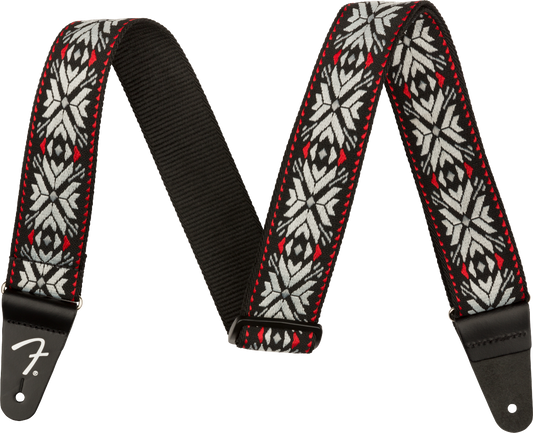 Fender Pasadena Woven Strap, Red Snowflake, 2"