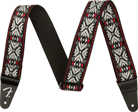 Fender Pasadena Woven Strap, Red Snowflake, 2"