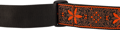 Fender Pasadena Woven Strap, Orange Wallflower, 2"