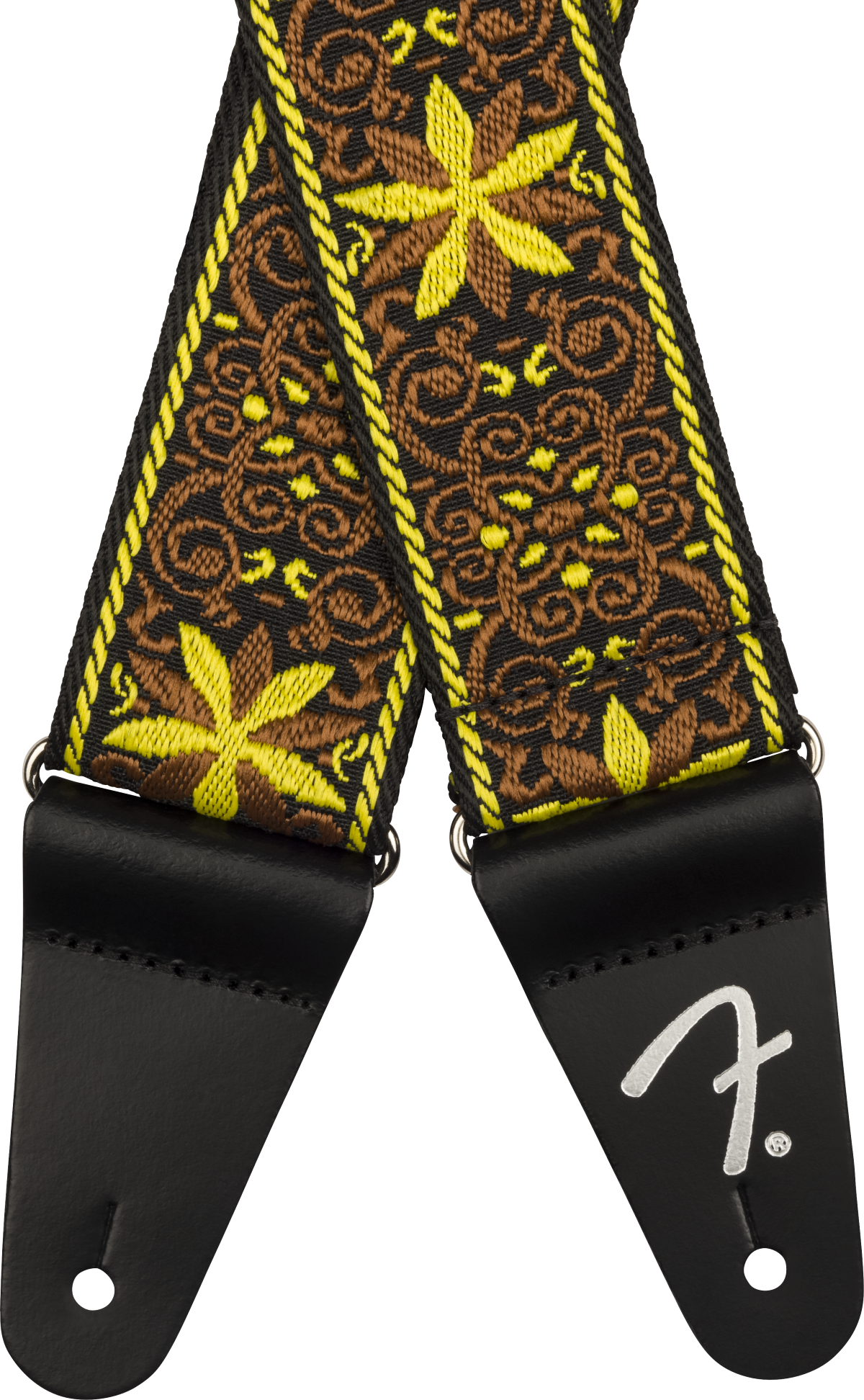 Fender Pasadena Woven Strap, Yellow Wallflower, 2"