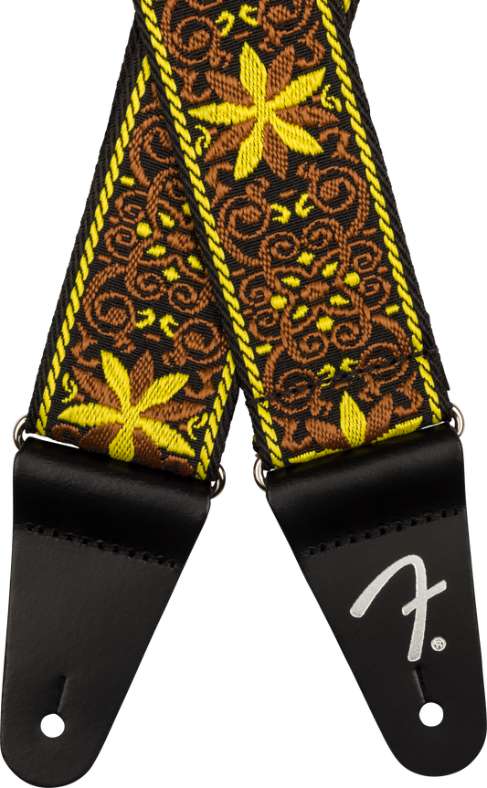 Fender Pasadena Woven Strap, Yellow Wallflower, 2"