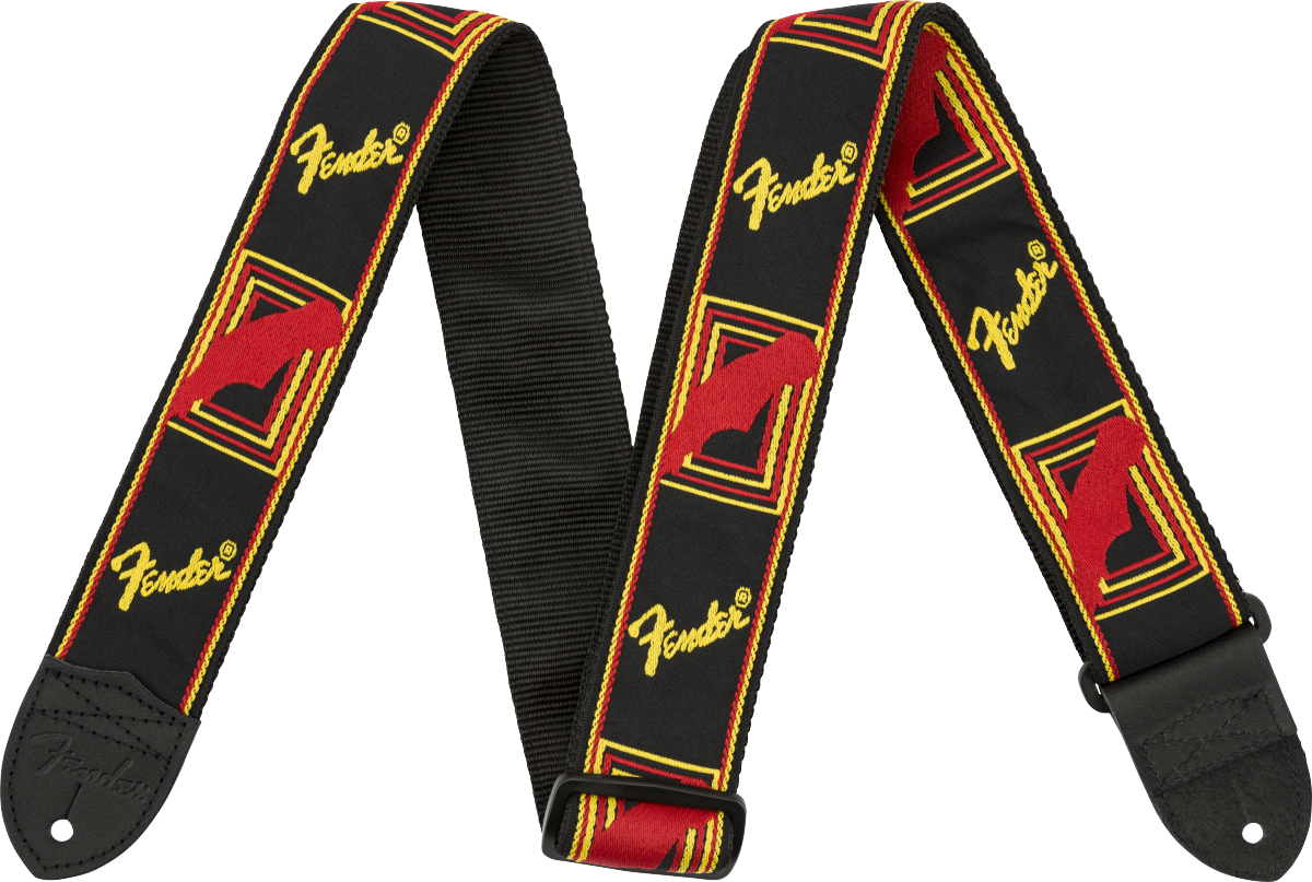 Fender Monogrammed Strap Black/Yellow/Brown 2"