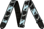 Fender Monogrammed Strap, Black/Light Grey/Blue, 2"