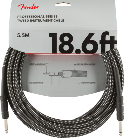 Fender Professional Series Instrument Cable, 18.6', Gray Tweed