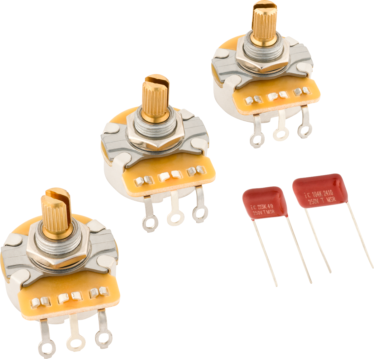 Fender Stratocaster Split Shaft Potentiometer and Capacitor Kit, 3-Pack