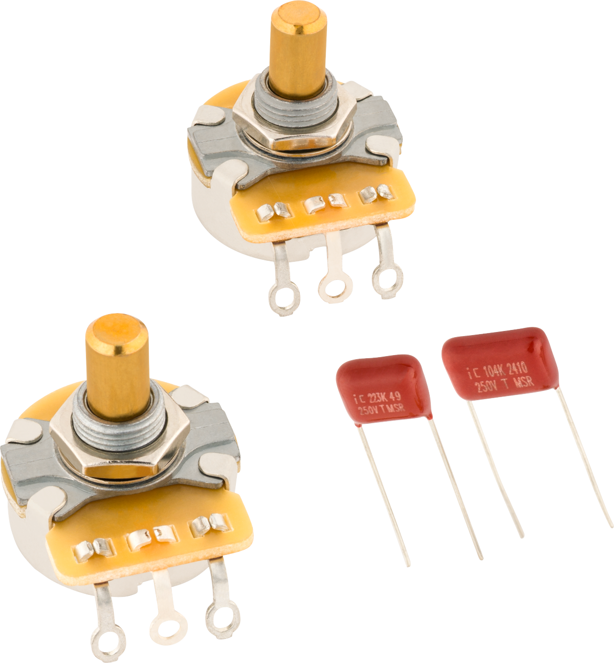Fender Telecaster Solid Shaft Potentiometer and Capacitor Kit, 2-Pack
