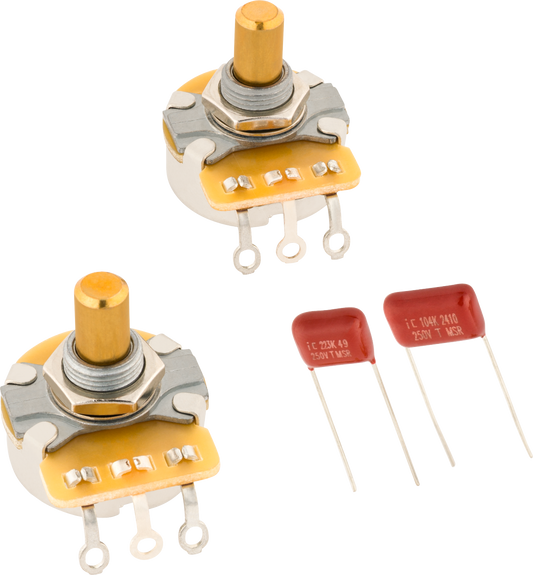 Fender Telecaster Solid Shaft Potentiometer and Capacitor Kit, 2-Pack