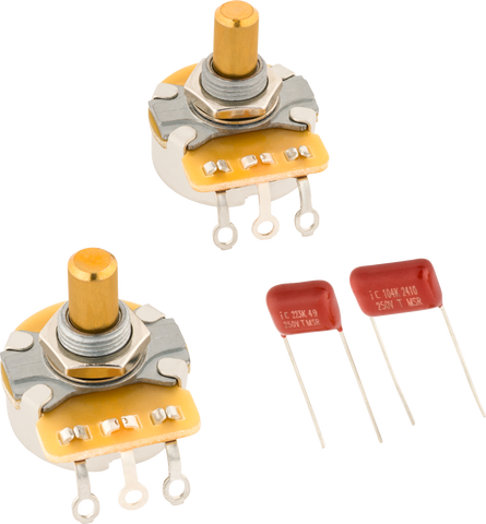 Fender Telecaster Solid Shaft Potentiometer and Capacitor Kit, 2-Pack