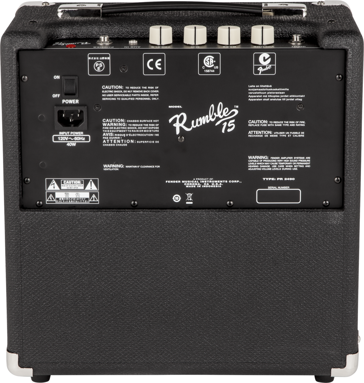 Fender Rumble 15 (V3), Black and Silver, 230V EUR