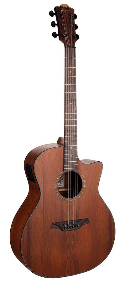 Bromo BAT2MCE auditorium guitar with solid mahogany top