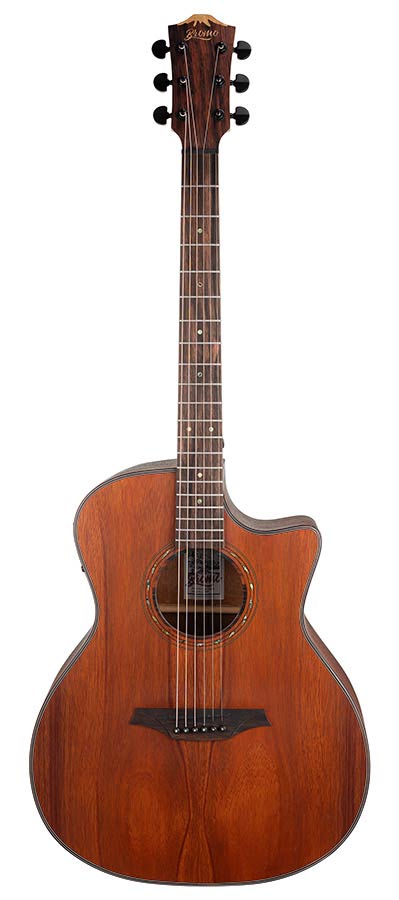 Bromo BAT2MCE auditorium guitar with solid mahogany top