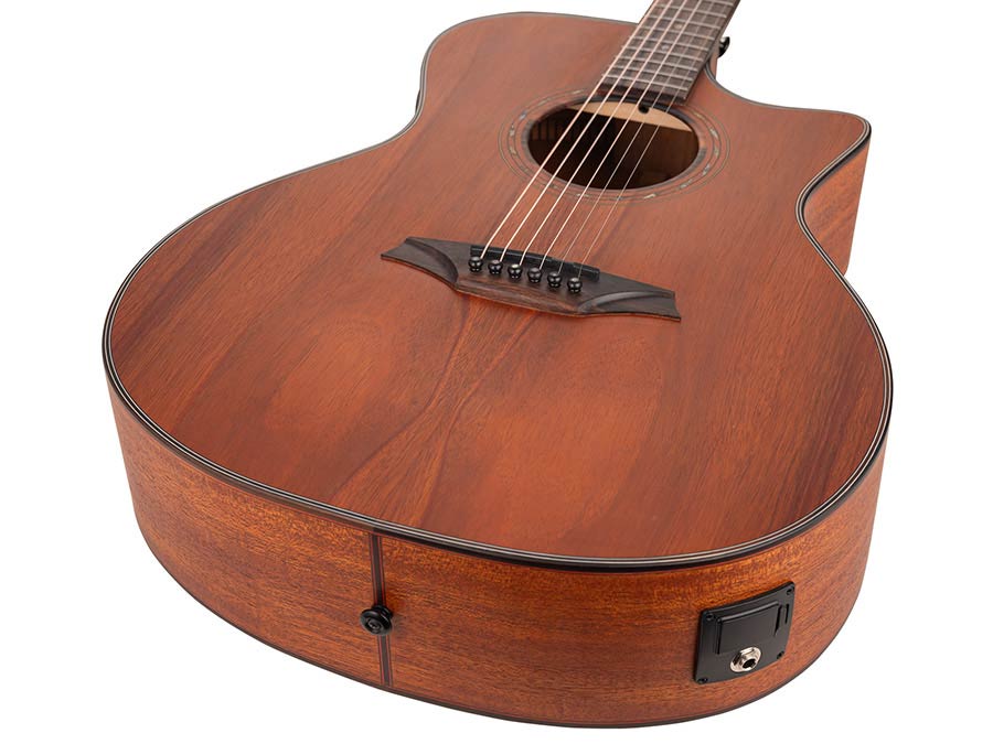 Bromo BAT2MCE auditorium guitar with solid mahogany top