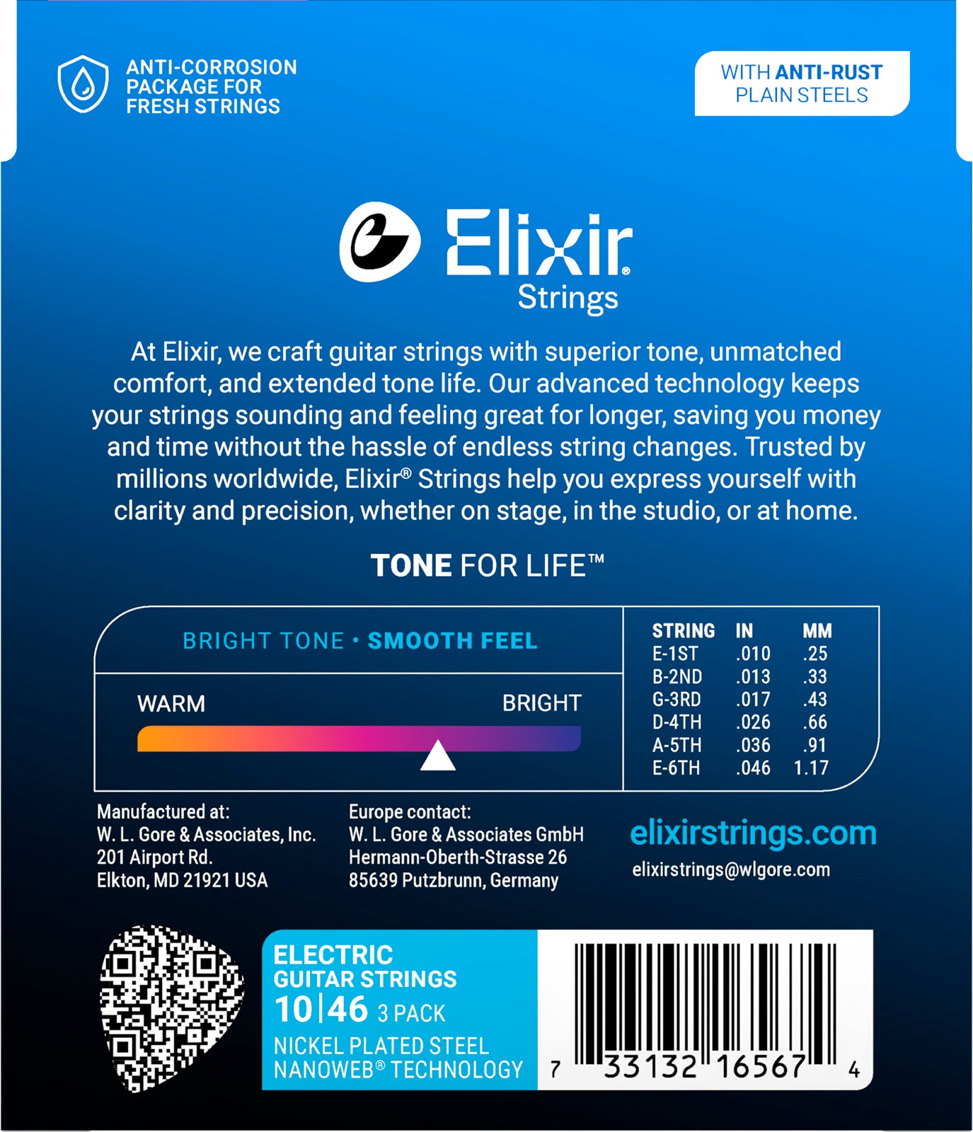 Elixir 3 Pack 16567 10-46 Light Nickel Plated