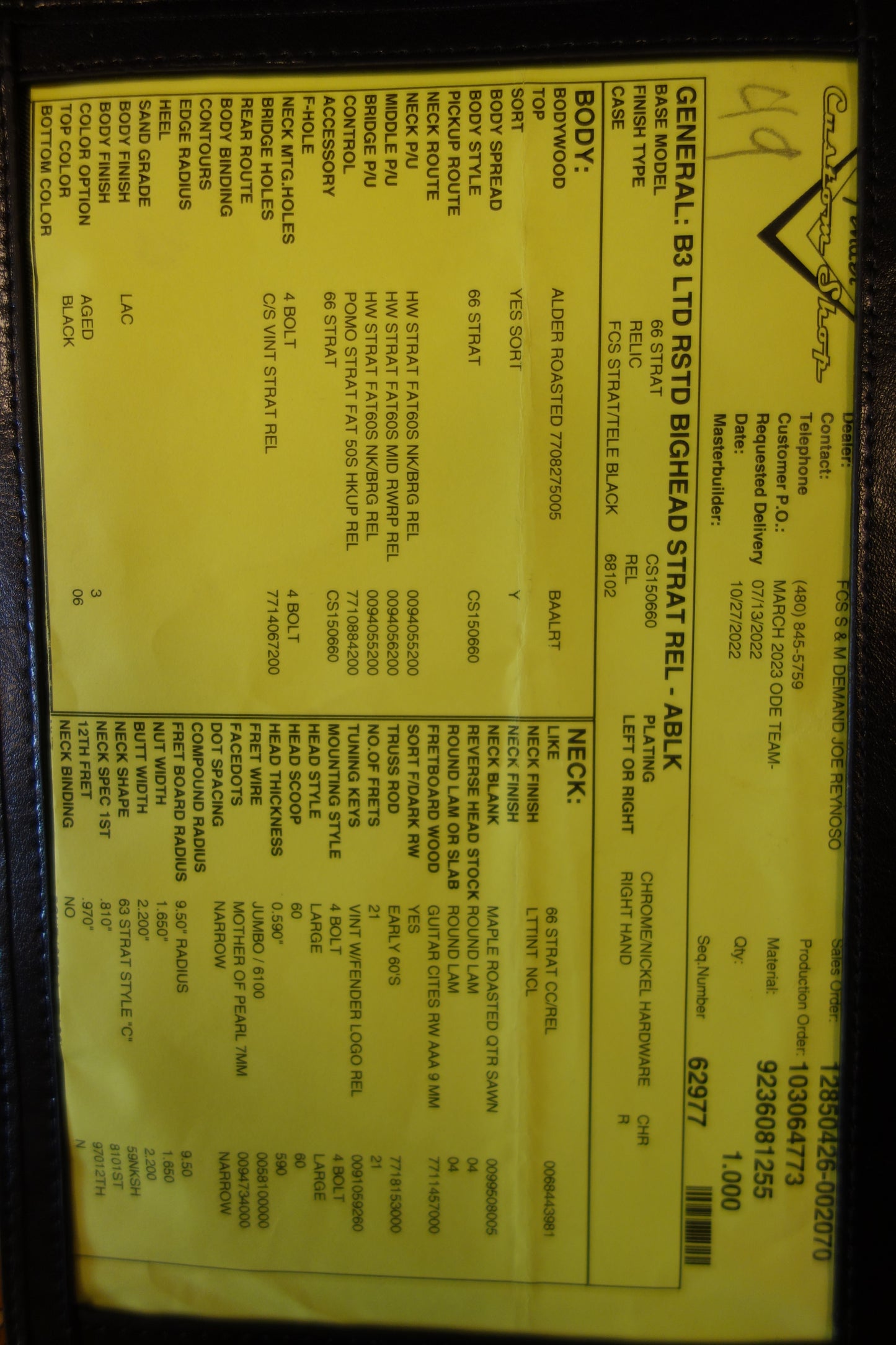 Fender Limited Edition Roasted "Big Head" Stratocaster Relic Aged Black