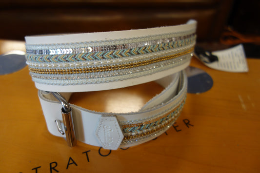 Souldier Jolene 2" Leather Strap with Buckle Sequins White