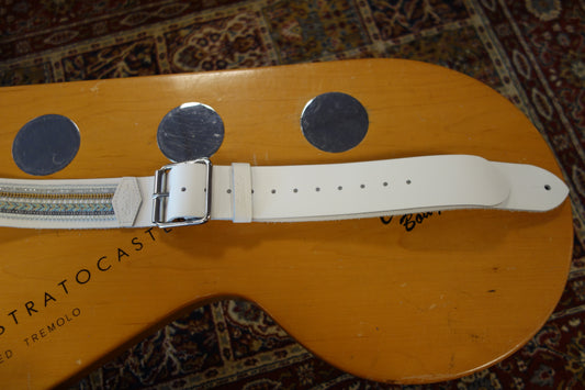 Souldier Jolene 2" Leather Strap with Buckle Sequins White