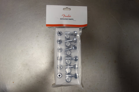 Fender Staggered Locking Tuners with Vintage-Style Buttons, Polished Chrome (6)