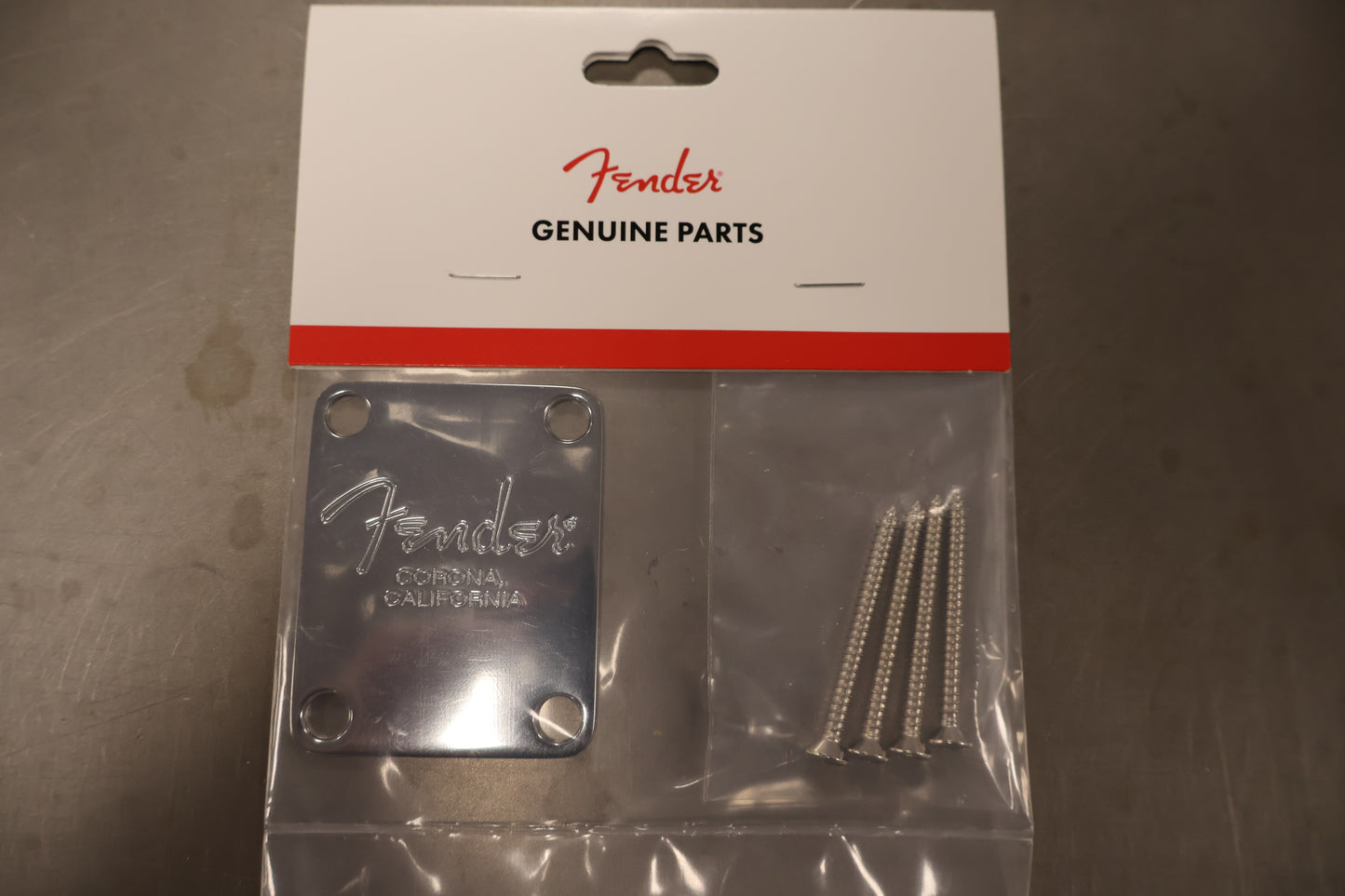Fender 4-Bolt American Series Bass Neck Plate with "Fender Corona" Stamp (Chrome)