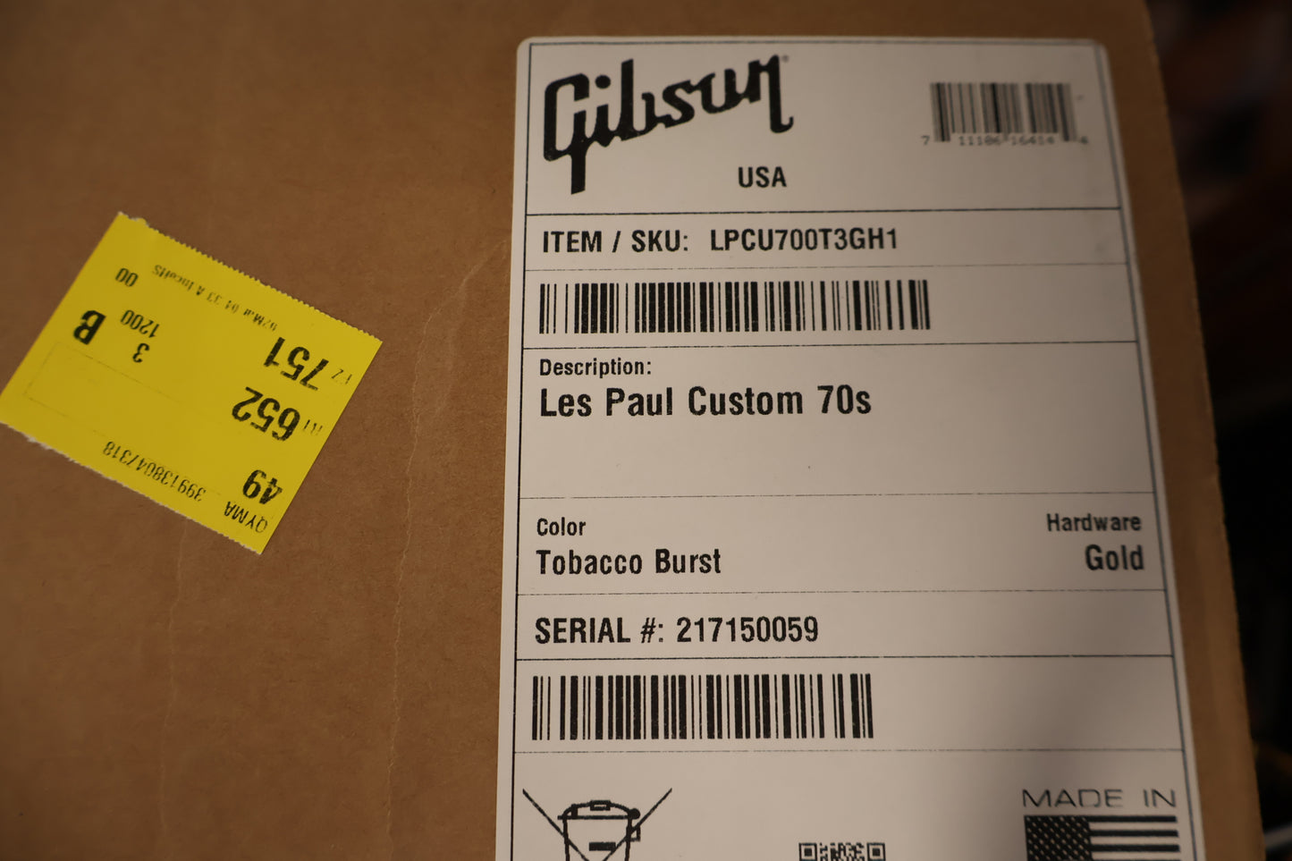 Gibson Les Paul Custom 70s Tobacco Burst