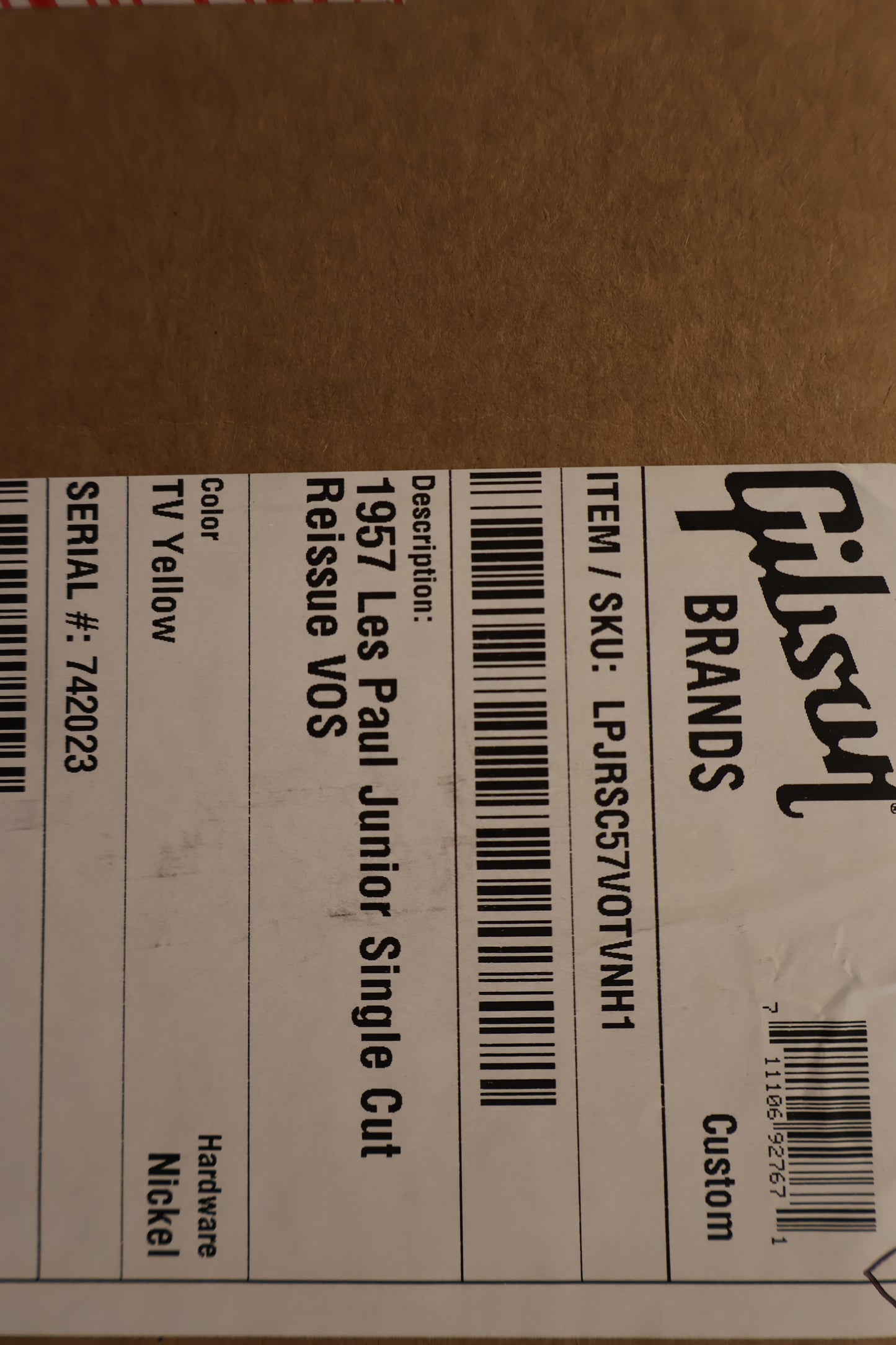 Gibson Custom '57 Les Paul Junior SC TV Yellow VOS