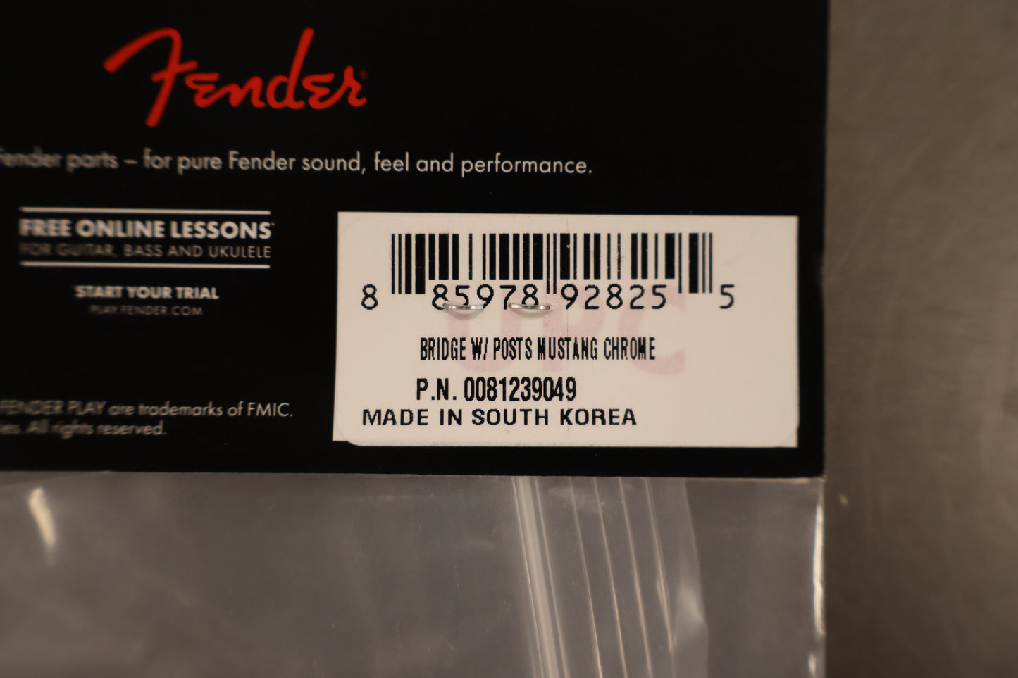 Fender Mustang Fully-Adjustable Guitar Bridge, Chrome
