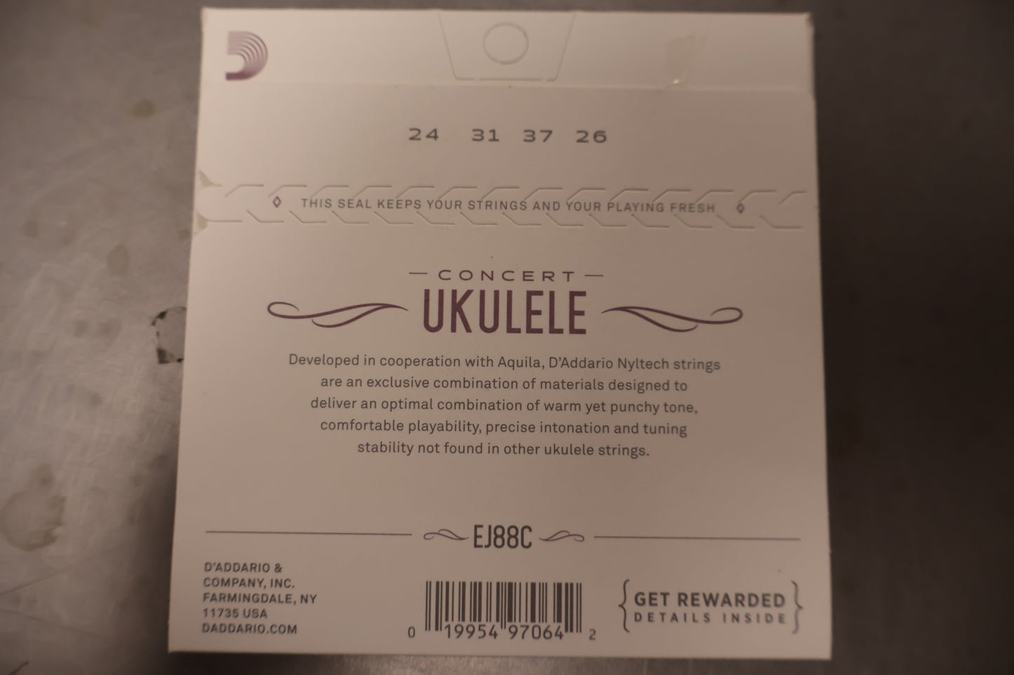 D'addario EJ88C Concert Ukulele Nyltech