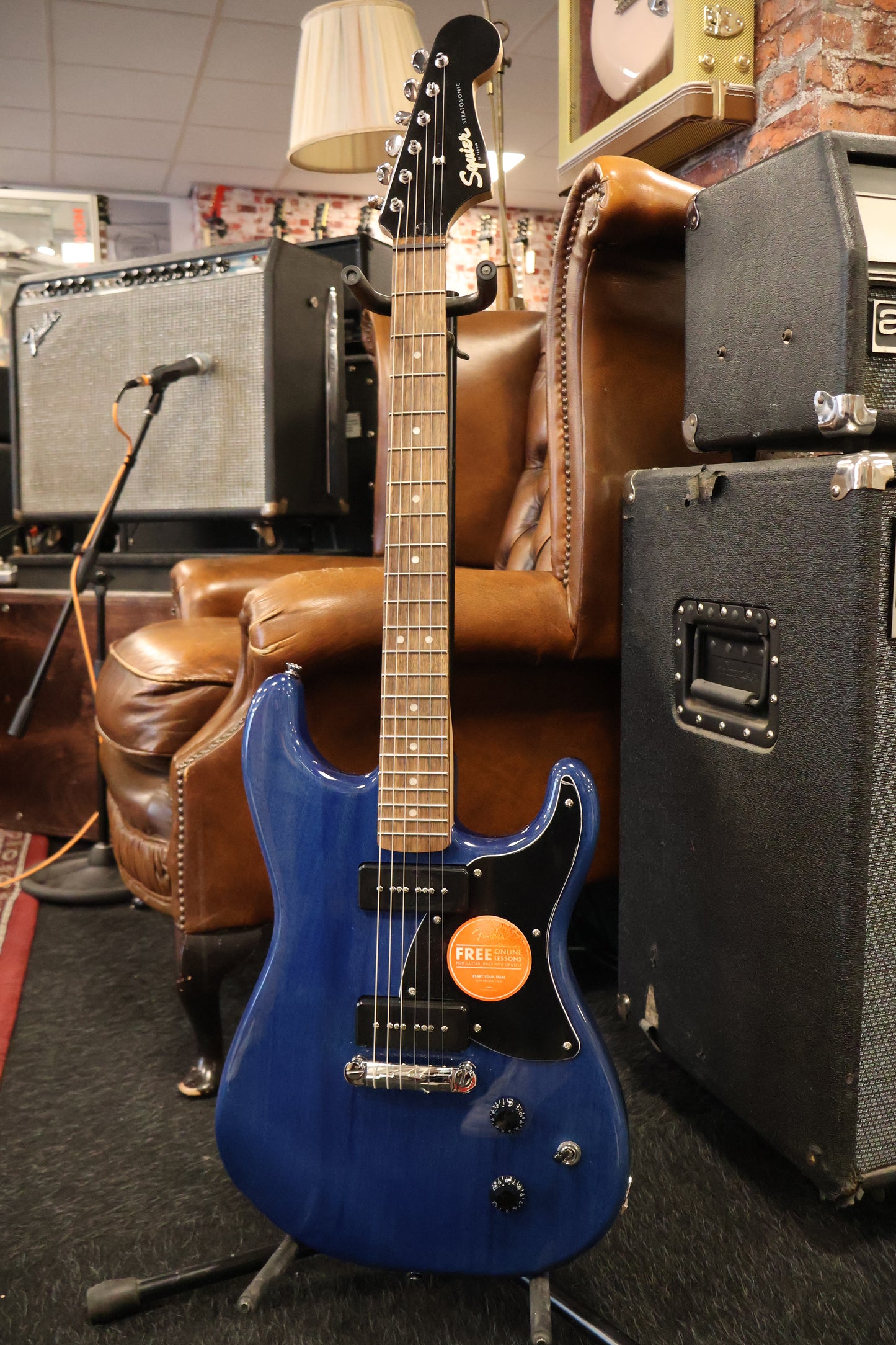Squier Paranormal Strat-O-Sonic Sonic Blue Transparent