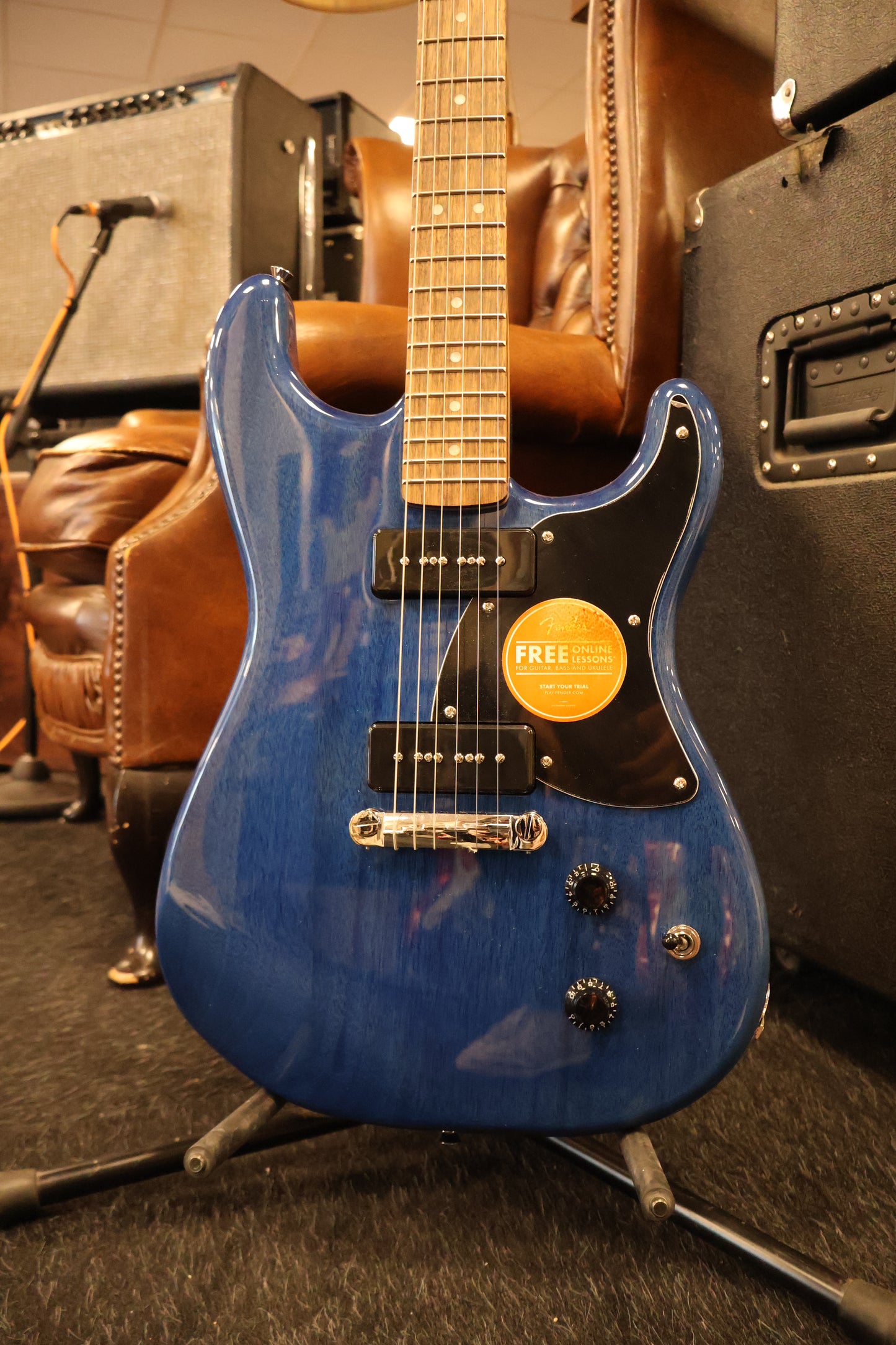 Squier Paranormal Strat-O-Sonic Sonic Blue Transparent