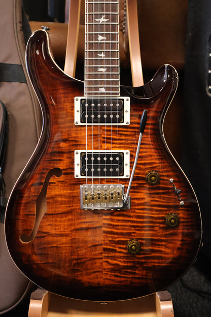 PRS SE Custom 24 Semi-Hollow Piezo, Orange Tiger Smokeburst (Used)